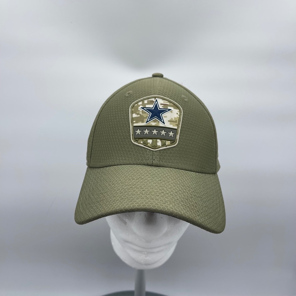 New Era 39THIRTY Dallas Cowboys Mens S/M Olive Salute to Service Cap Stretch Hat - Picture 4 of 9